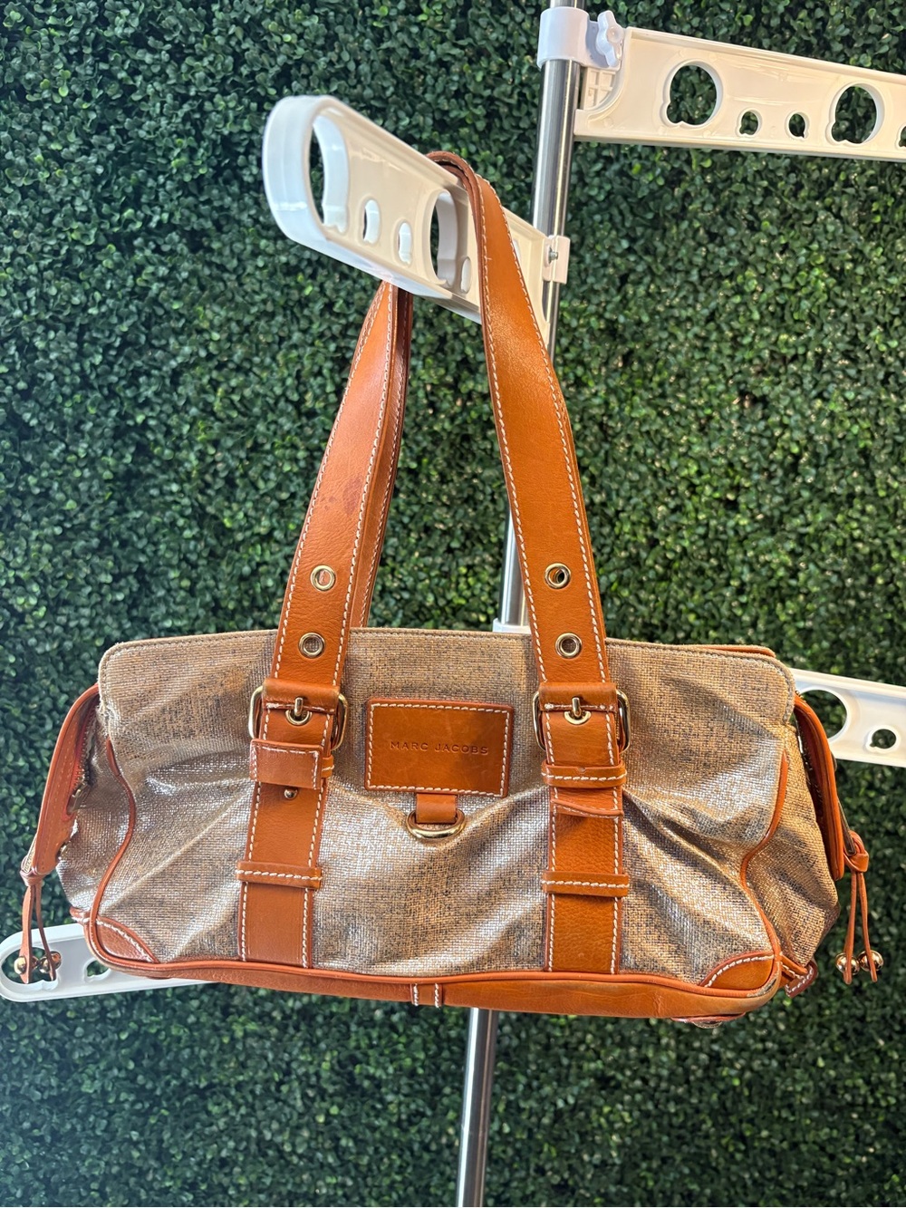 Vintage Marc Jacobs Tan Canvas & Cognac Leather Tote Bag